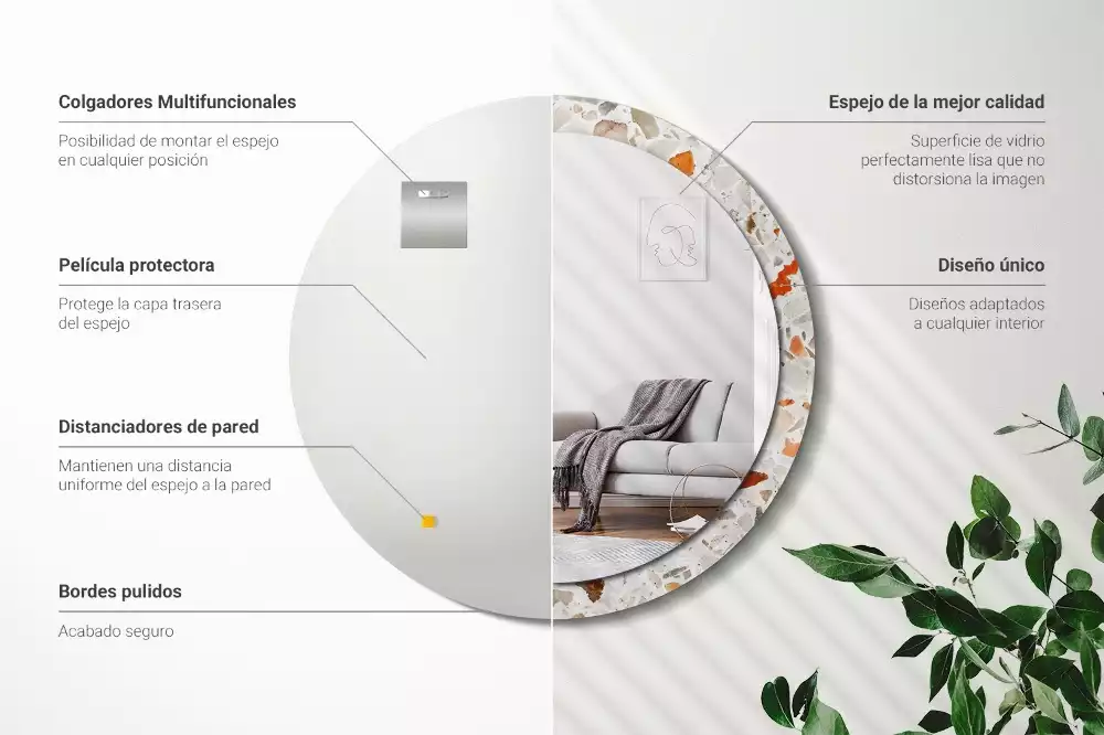 Kulaté zrcadlo s potiskem Terrazzo styl