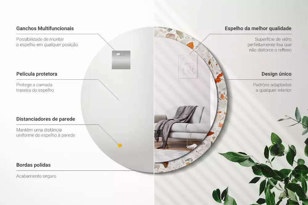 Kulaté zrcadlo s potiskem Terrazzo styl