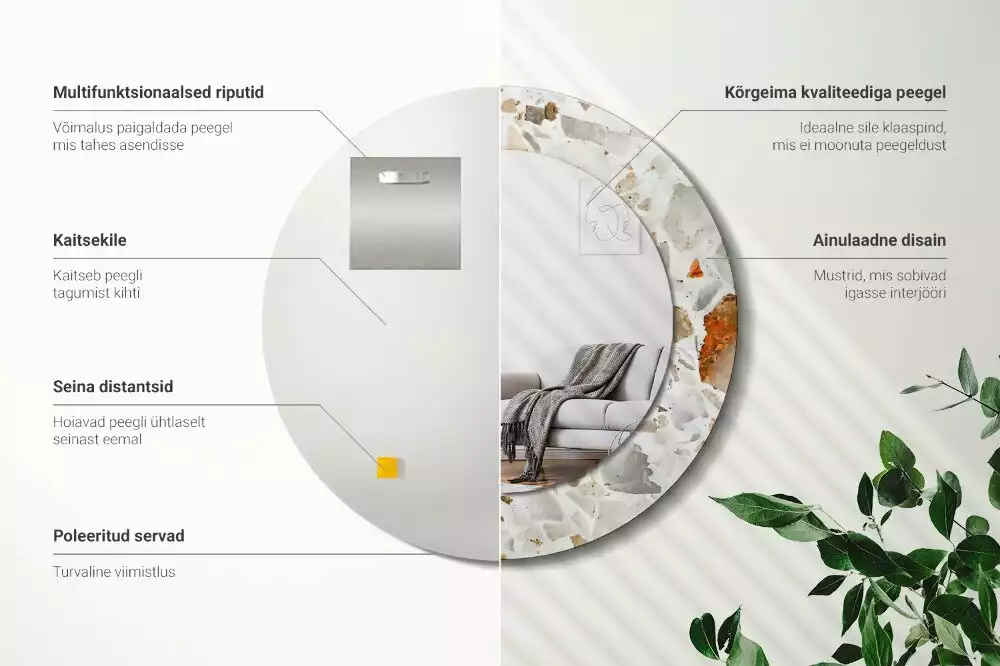 Kulaté zrcadlo s potiskem Terrazzo styl