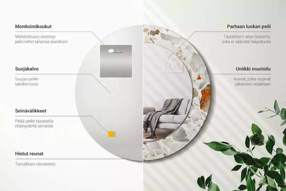 Kulaté zrcadlo s potiskem Terrazzo styl