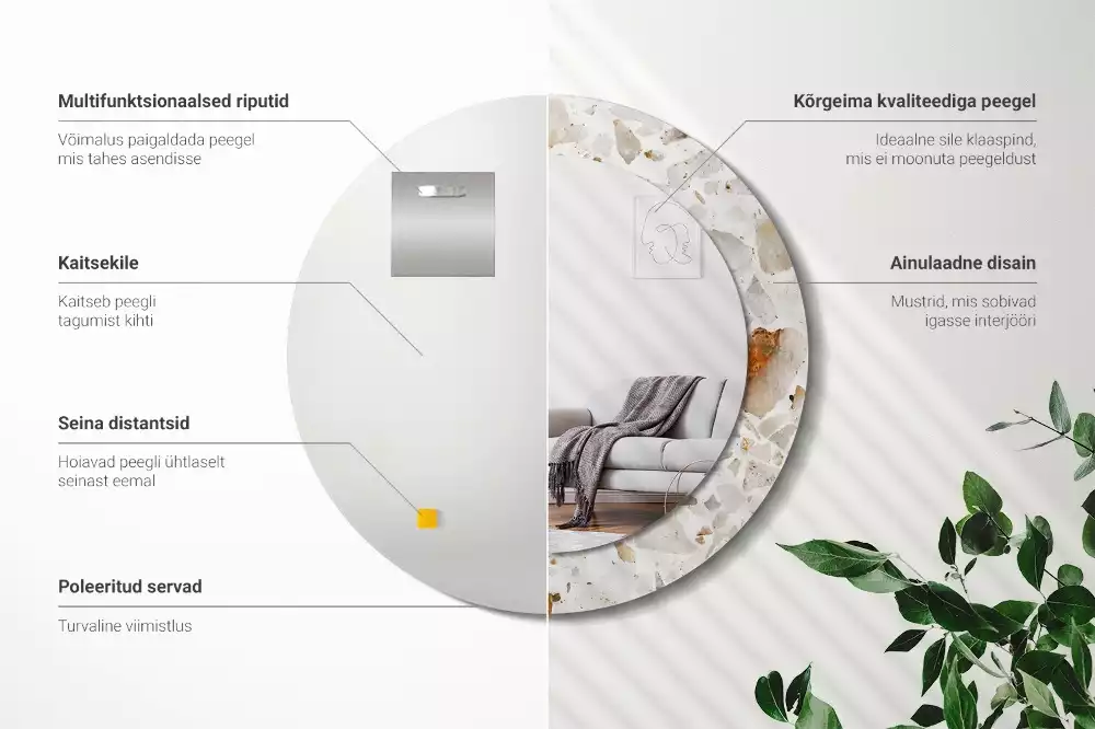 Kulaté zrcadlo s potiskem Terrazzo styl