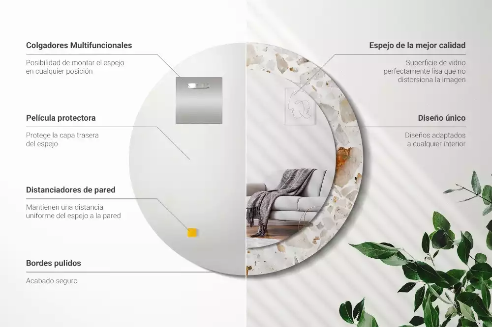 Kulaté zrcadlo s potiskem Terrazzo styl