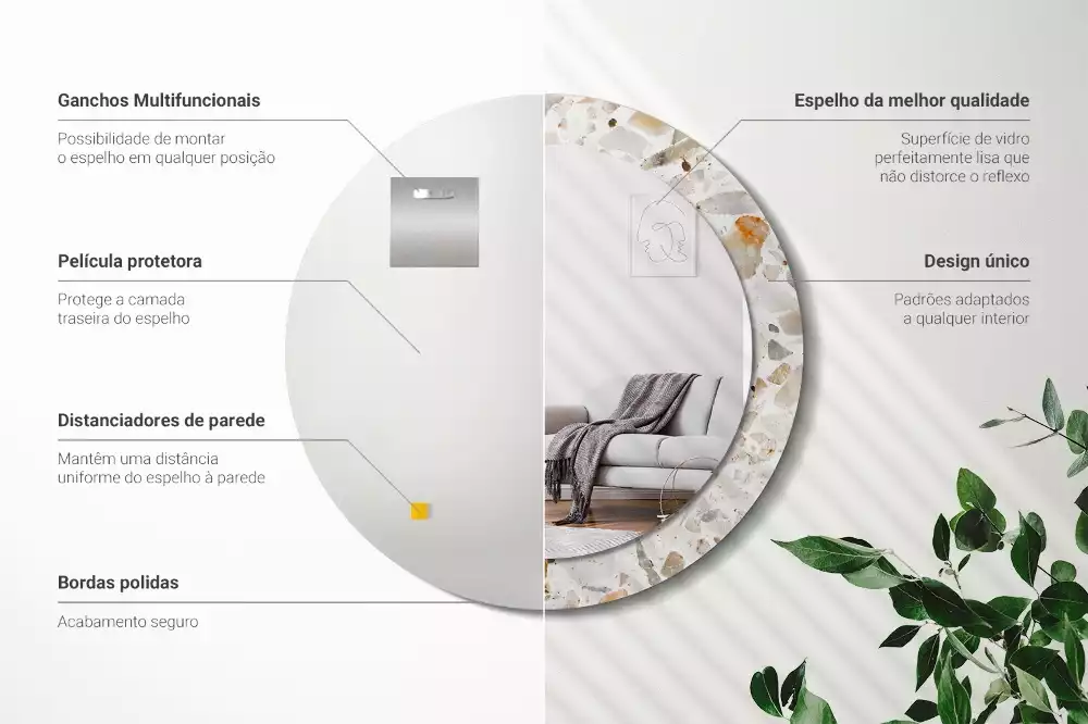 Kulaté zrcadlo s potiskem Terrazzo styl