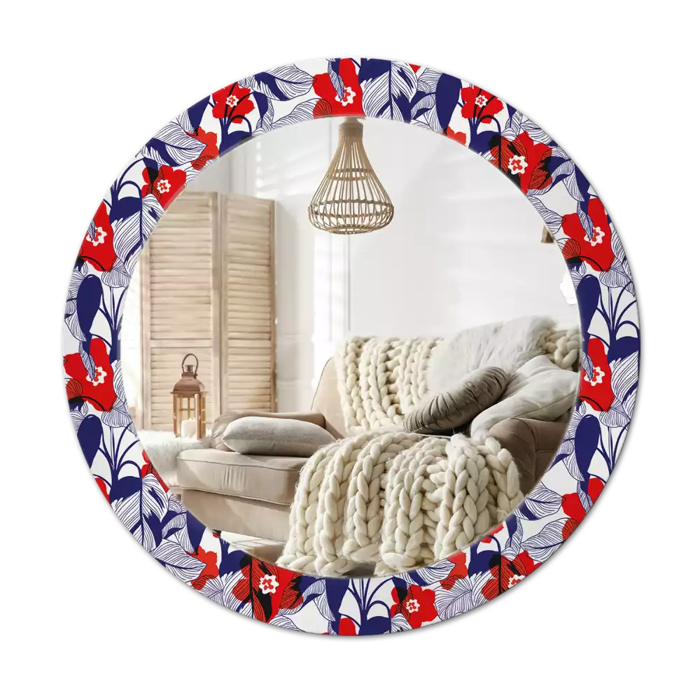 Kulaté zrcadlo s potiskem filodendrony