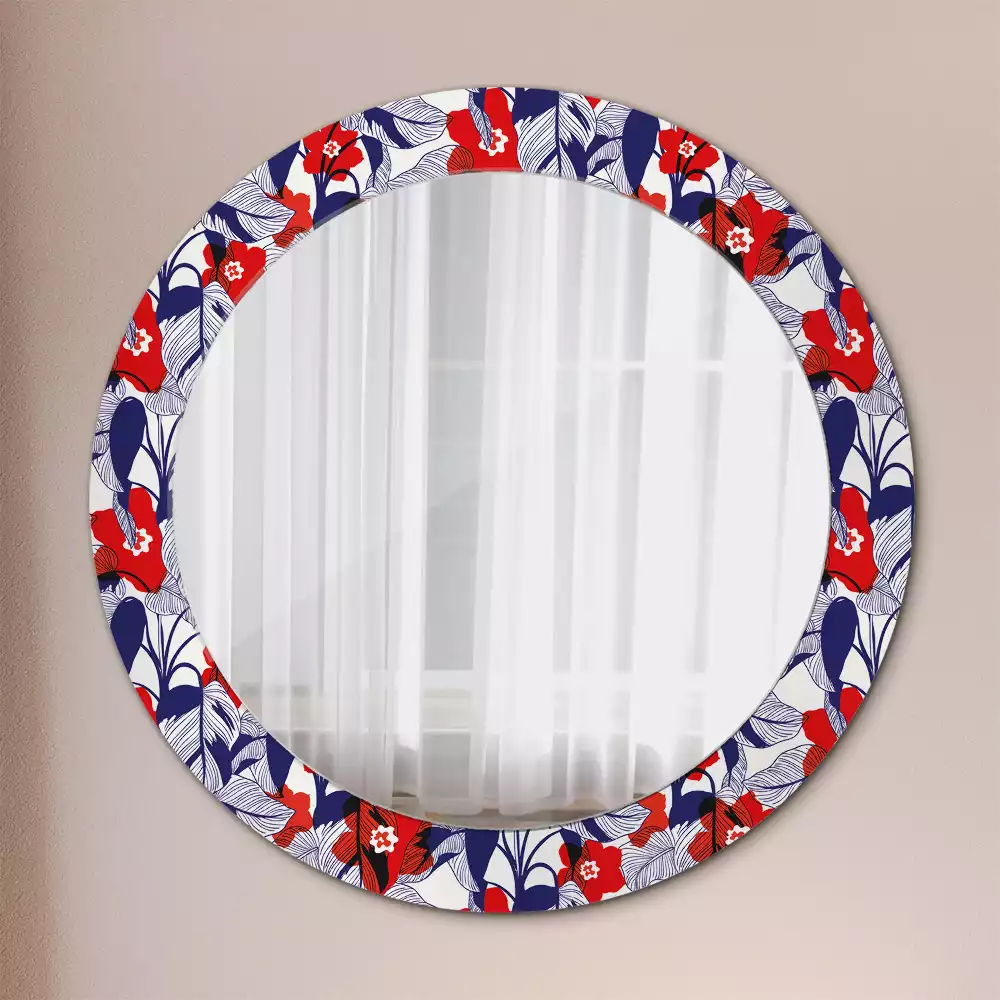 Kulaté zrcadlo s potiskem filodendrony