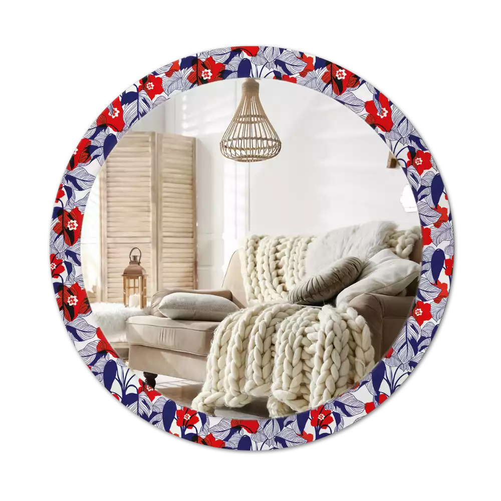 Kulaté zrcadlo s potiskem filodendrony