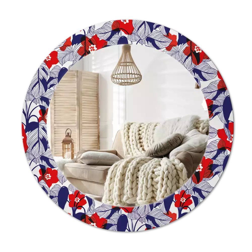 Kulaté zrcadlo s potiskem filodendrony