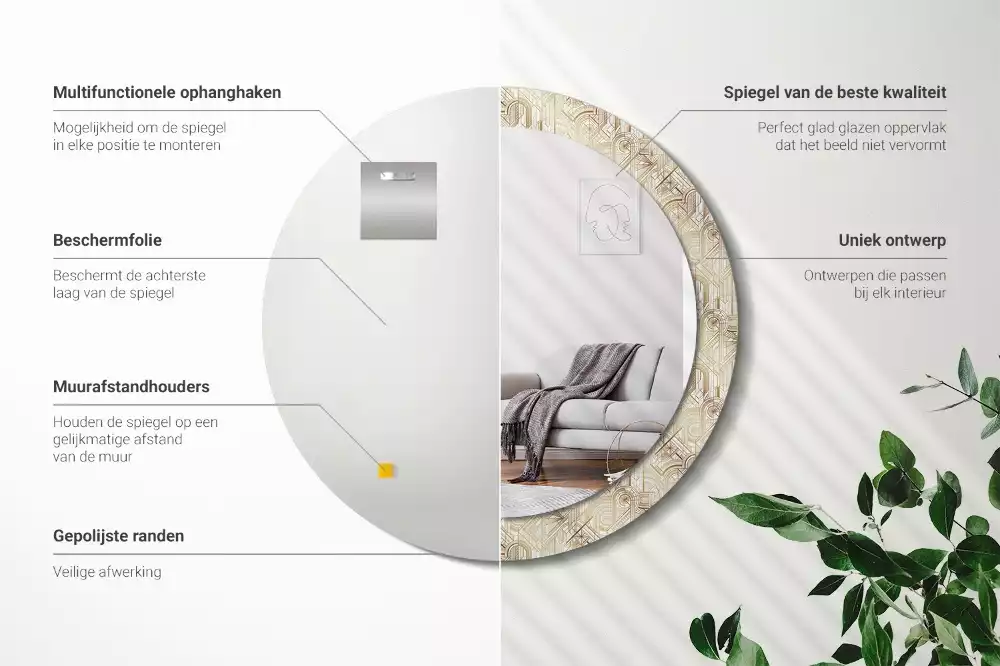 Kulaté zrcadlo s potiskem Art deco kompozice