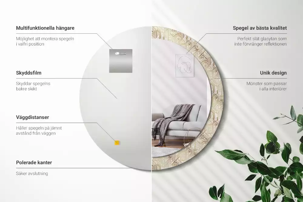 Kulaté zrcadlo s potiskem Art deco kompozice