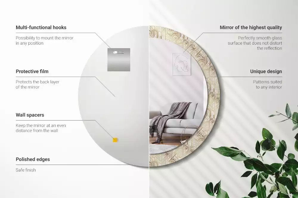 Kulaté zrcadlo s potiskem Art deco kompozice