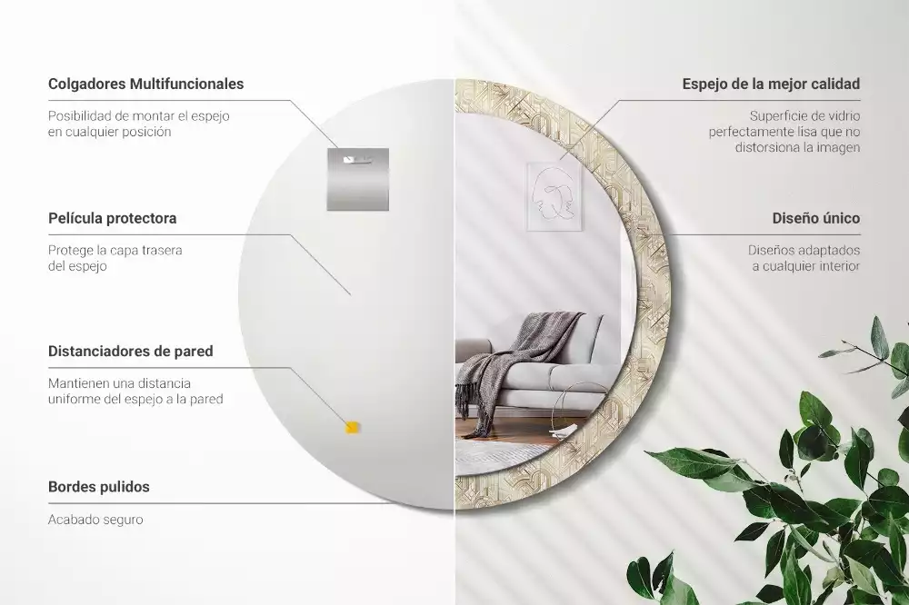 Kulaté zrcadlo s potiskem Art deco kompozice