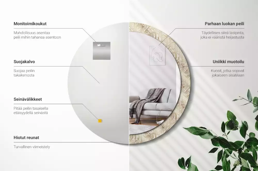 Kulaté zrcadlo s potiskem Art deco kompozice