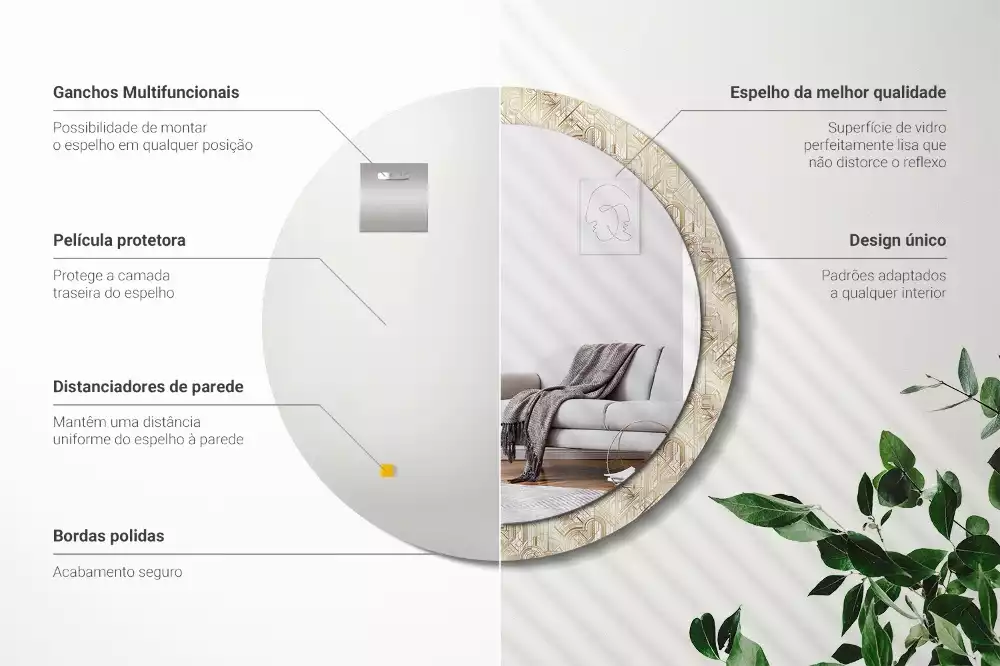 Kulaté zrcadlo s potiskem Art deco kompozice