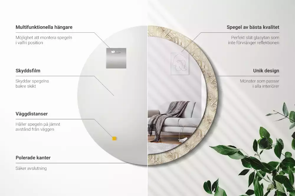 Kulaté zrcadlo s potiskem Art deco kompozice