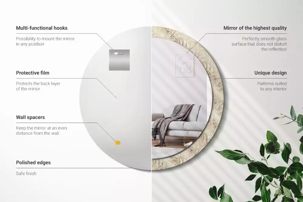 Kulaté zrcadlo s potiskem Art deco kompozice