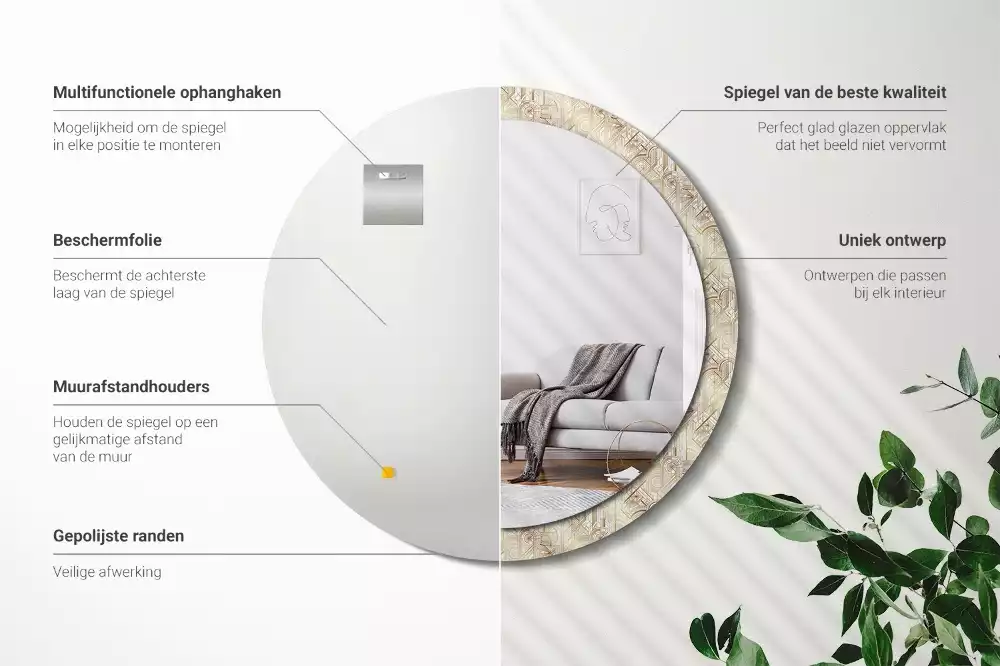 Kulaté zrcadlo s potiskem Art deco kompozice