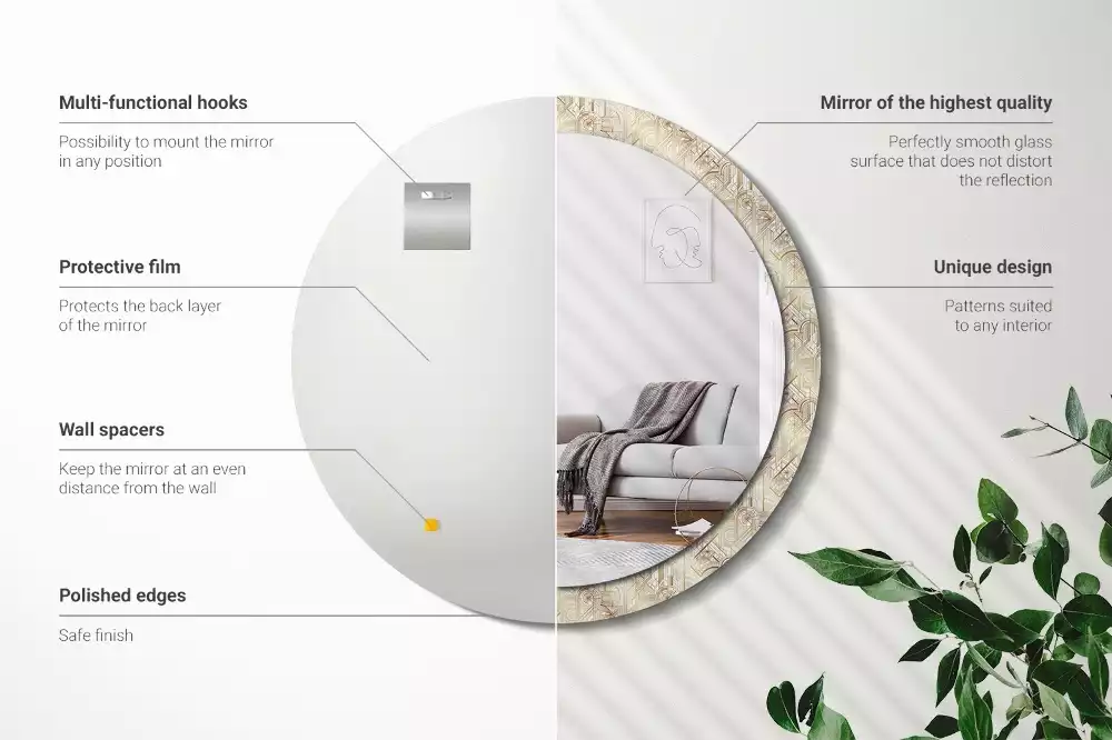 Kulaté zrcadlo s potiskem Art deco kompozice