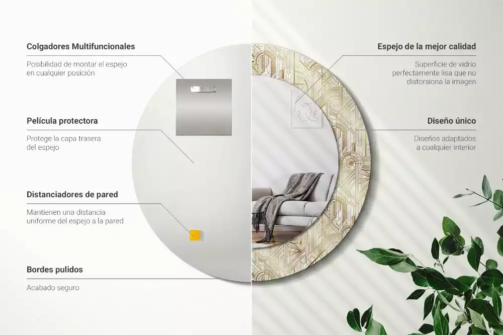 Kulaté zrcadlo s potiskem Art deco kompozice