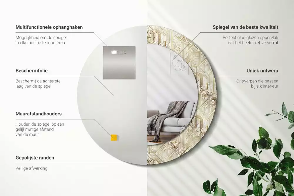 Kulaté zrcadlo s potiskem Art deco kompozice