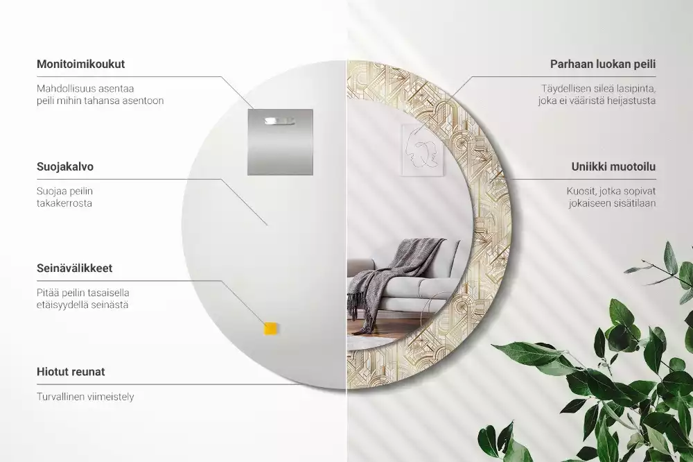 Kulaté zrcadlo s potiskem Art deco kompozice