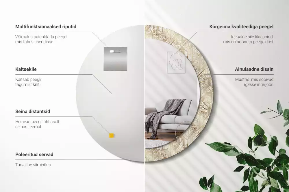 Kulaté zrcadlo s potiskem Art deco kompozice