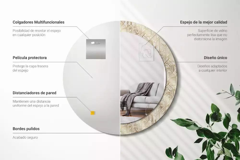 Kulaté zrcadlo s potiskem Art deco kompozice