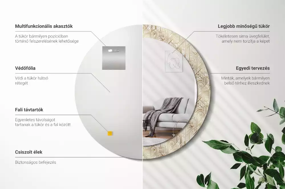 Kulaté zrcadlo s potiskem Art deco kompozice