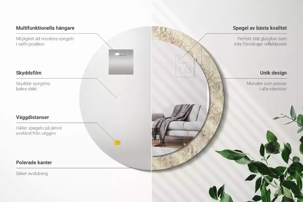 Kulaté zrcadlo s potiskem Art deco kompozice