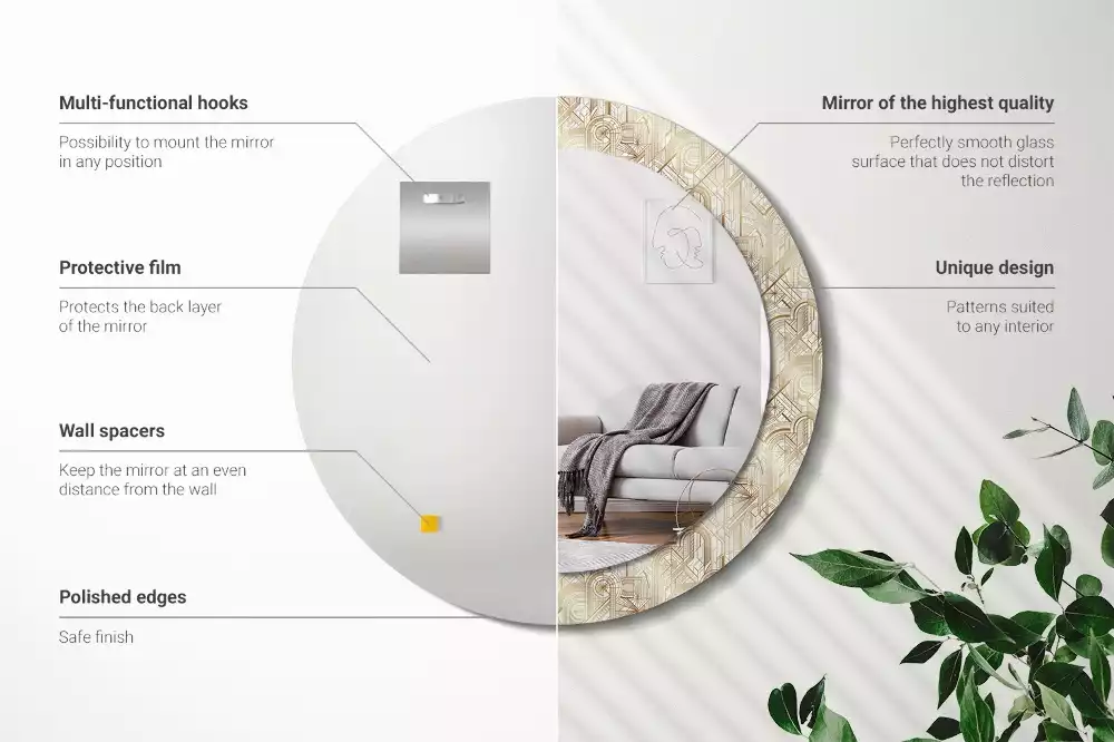 Kulaté zrcadlo s potiskem Art deco kompozice