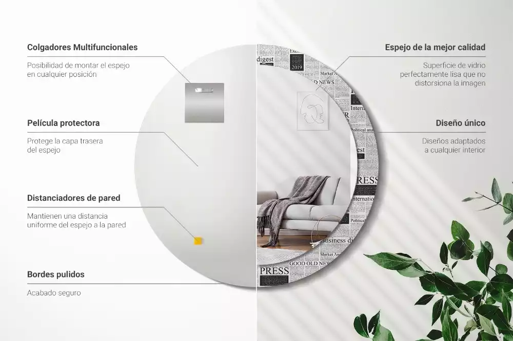 Kulaté zrcadlo s potiskem Noviny