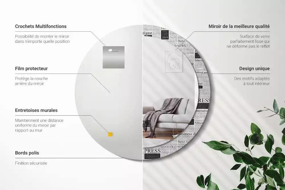 Kulaté zrcadlo s potiskem Noviny