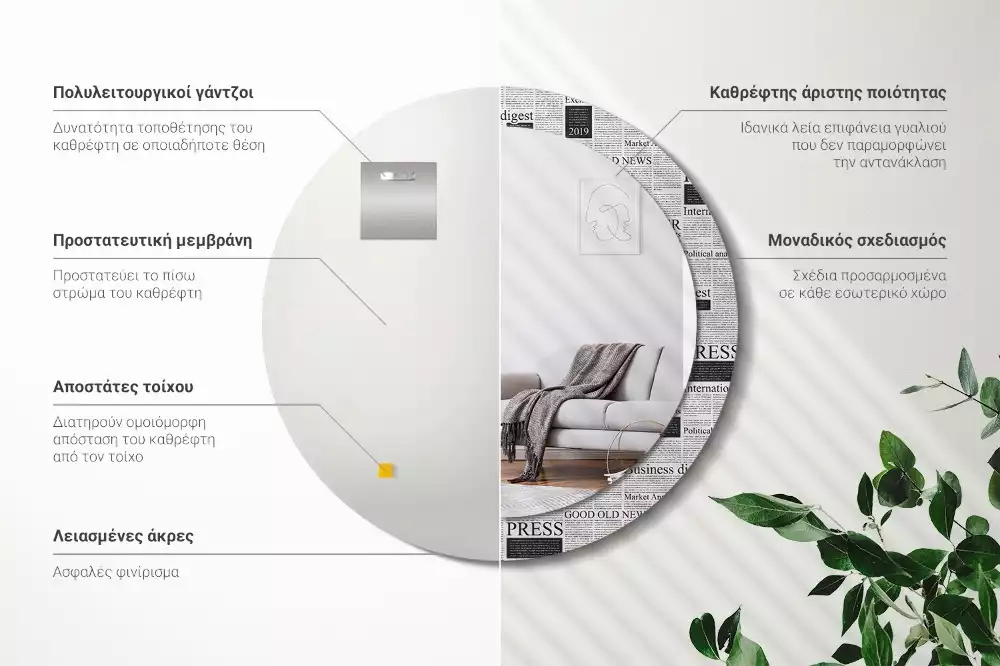 Kulaté zrcadlo s potiskem Noviny