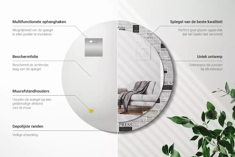 Kulaté zrcadlo s potiskem Noviny