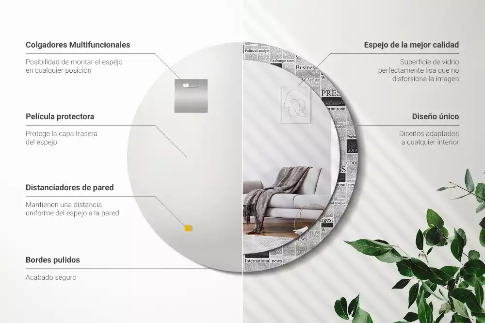 Kulaté zrcadlo s potiskem Noviny