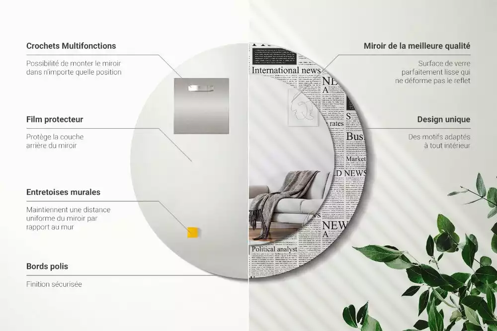 Kulaté zrcadlo s potiskem Noviny