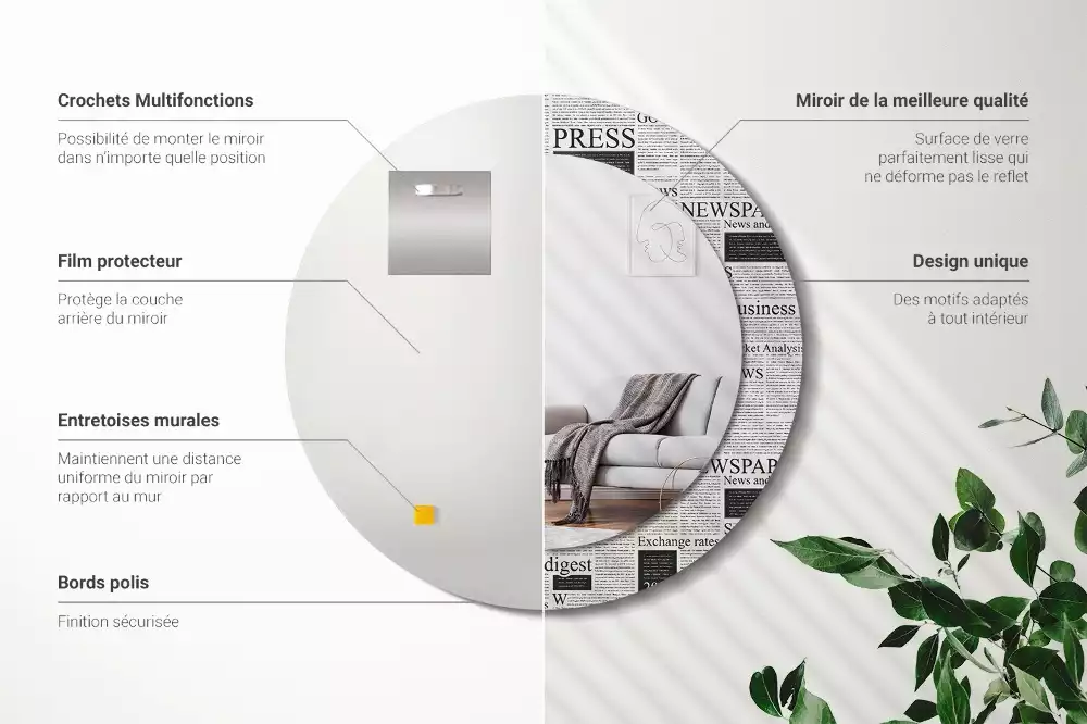 Kulaté zrcadlo s potiskem Noviny