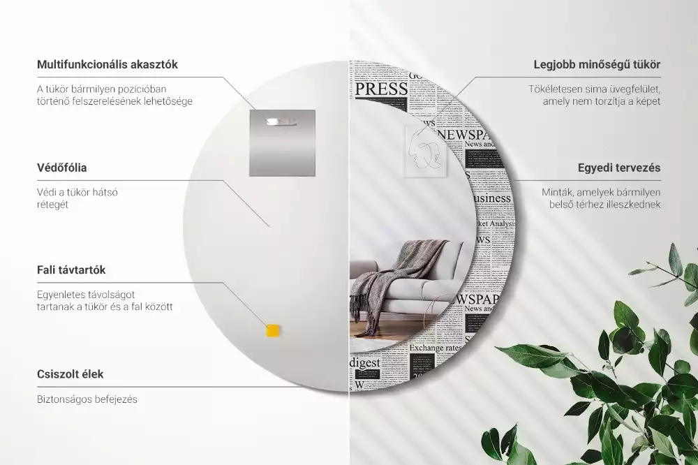 Kulaté zrcadlo s potiskem Noviny