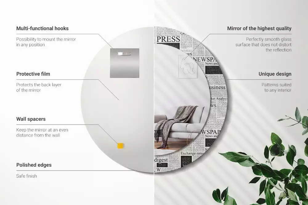 Kulaté zrcadlo s potiskem Noviny