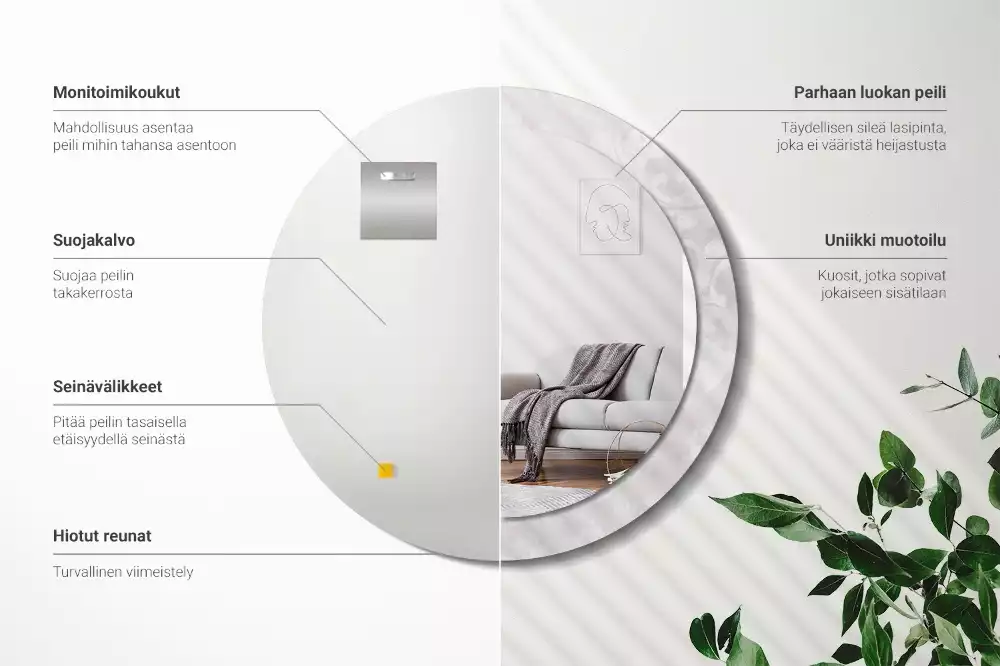 Kulaté zrcadlo s potiskem Rokoková textura