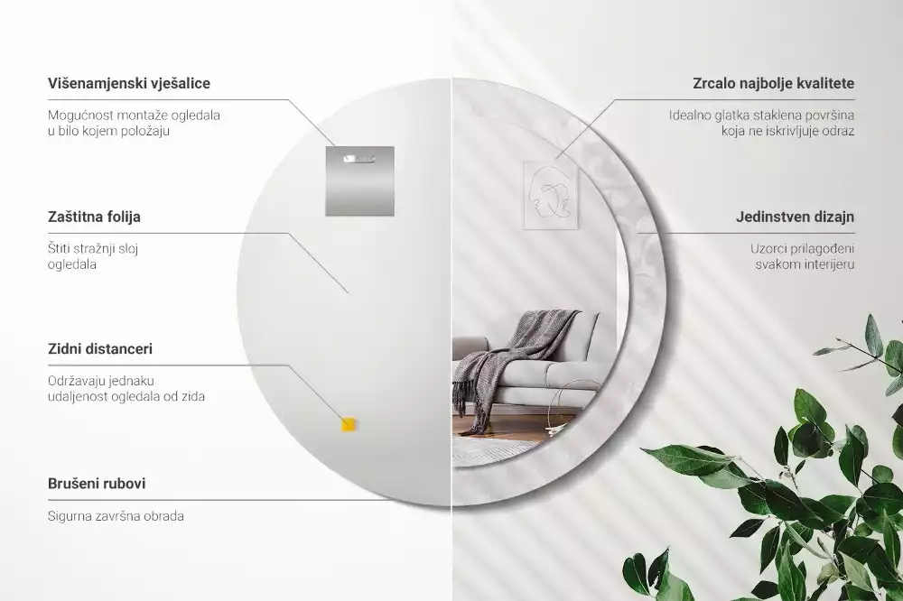 Kulaté zrcadlo s potiskem Rokoková textura