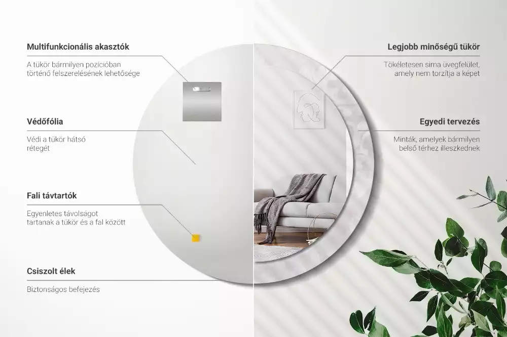 Kulaté zrcadlo s potiskem Rokoková textura