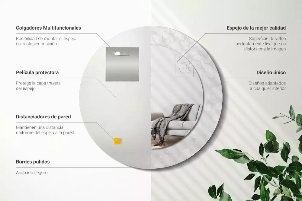 Kulaté zrcadlo s potiskem Rokoková textura