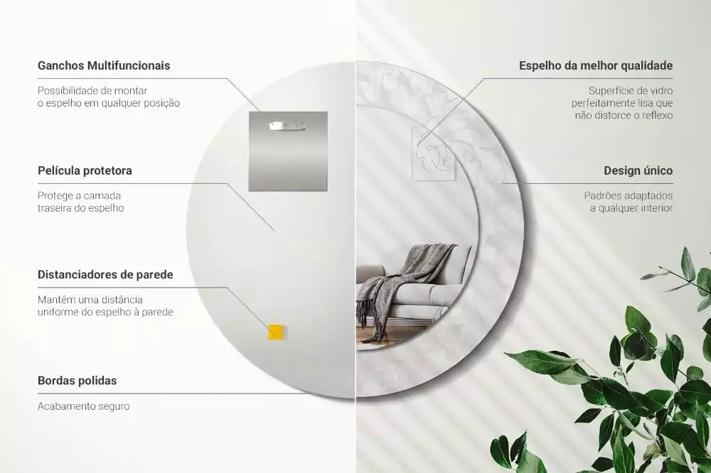 Kulaté zrcadlo s potiskem Rokoková textura