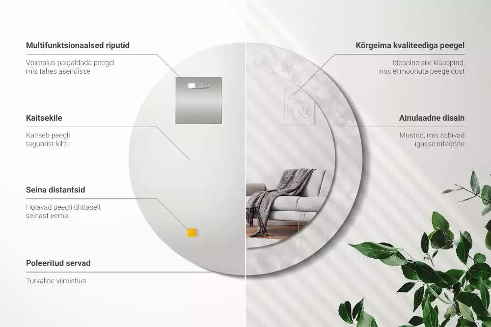 Kulaté zrcadlo s potiskem Rokoková textura