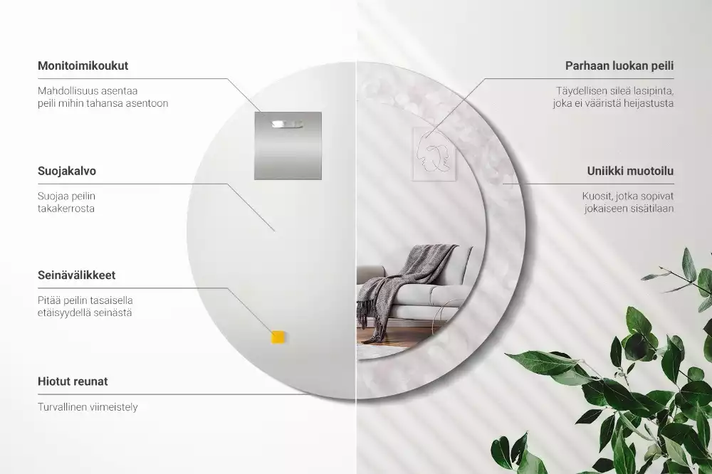 Kulaté zrcadlo s potiskem Rokoková textura