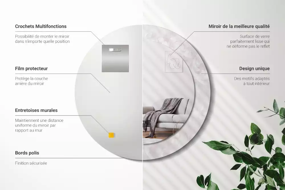 Kulaté zrcadlo s potiskem Rokoková textura