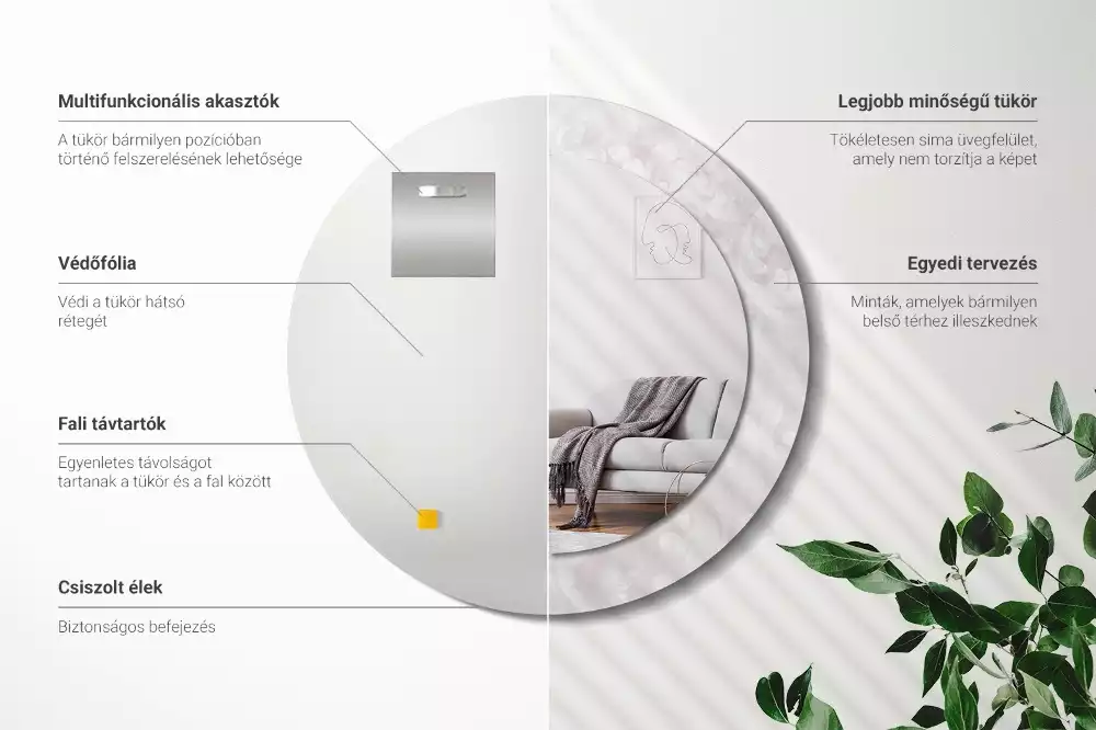 Kulaté zrcadlo s potiskem Rokoková textura