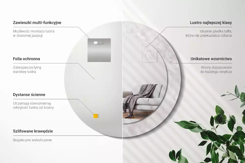 Kulaté zrcadlo s potiskem Rokoková textura