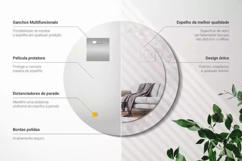 Kulaté zrcadlo s potiskem Rokoková textura