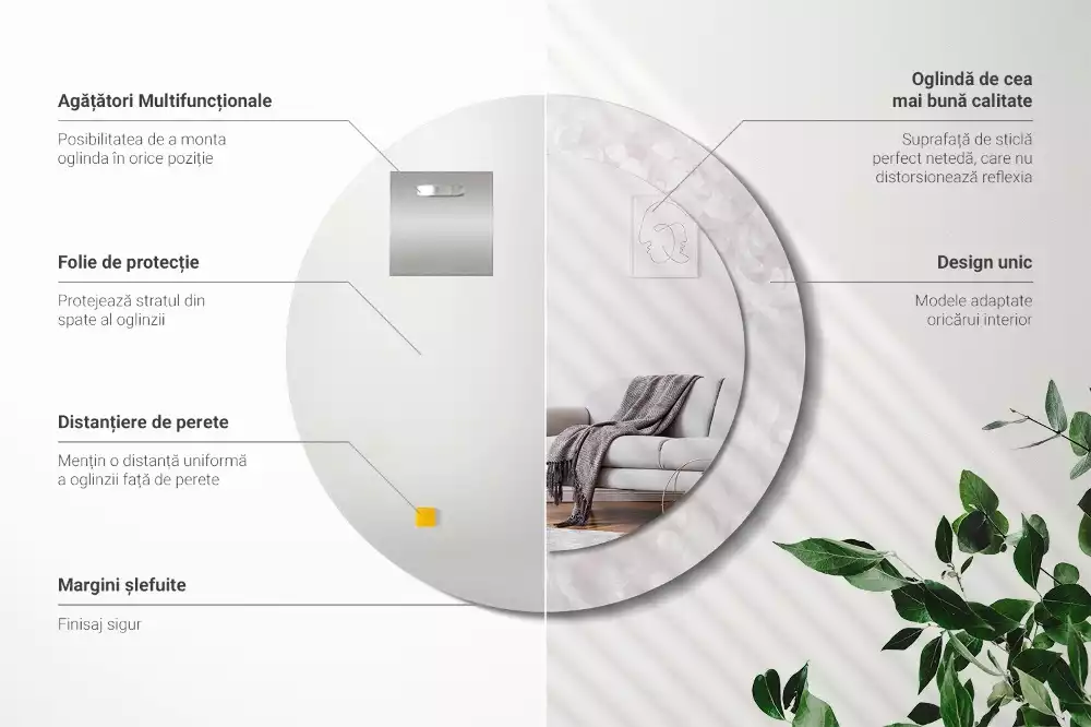 Kulaté zrcadlo s potiskem Rokoková textura